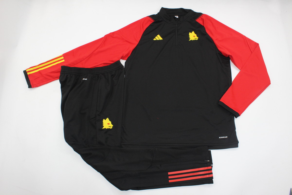 AAA Quality Roma 23/24 Tracksuit - Black/Red
